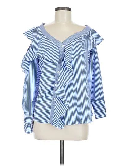 Pre-owned Lost + Wander Long Sleeve Blouse In Blue