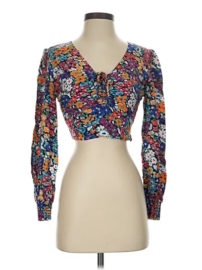 Pre-owned Lost + Wander Long Sleeve Blouse In Blue