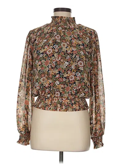 Pre-owned Lost + Wander Long Sleeve Blouse In Brown