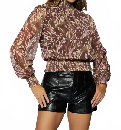 Lost + Wander Lovers Waltz Top In Brown Multi In Burgundy