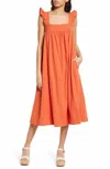 Lost + Wander Marmalade Cotton Midi Dress In Orange In Orange