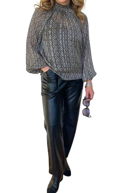 Lost + Wander Mira Mock Neck Top In Black-white In Multi