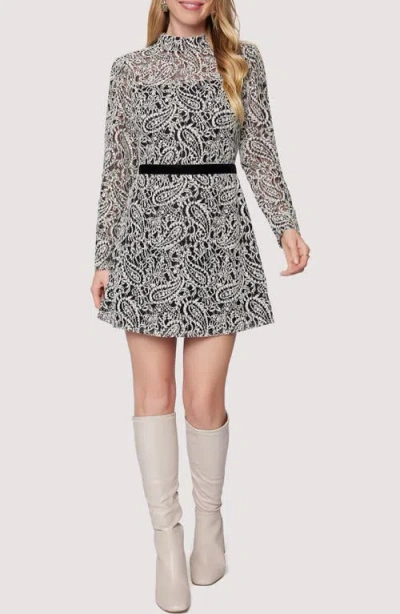 Lost + Wander Mon Amour Long Sleeve Minidress In Ivory-multi