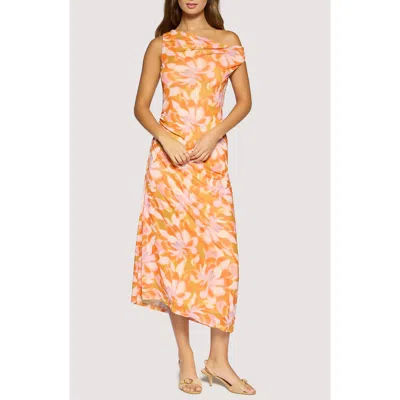 Lost + Wander Mykonos Dream One-shoulder Midi Dress In Orange
