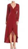Lost + Wander Napa Satin Wrap Dress In Burgundy In Red