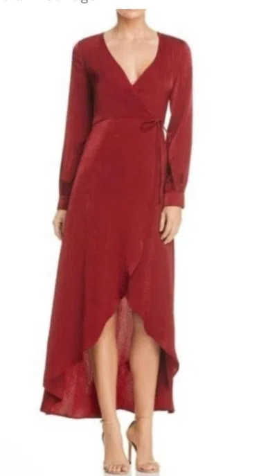 Lost + Wander Napa Satin Wrap Dress In Burgundy In Red