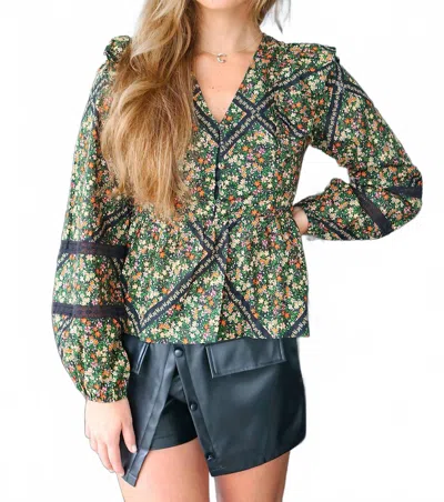 Lost + Wander Ortensia Top In Green Multi
