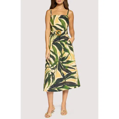 Lost + Wander Palm Serenade Cotton Midi Dress In Yellow