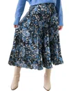 Lost + Wander Parisian Bleu Midi Skirt In Blue-floral-multi In Multi