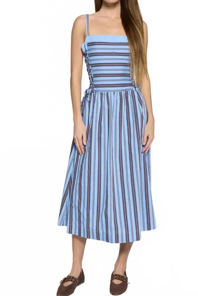 Lost + Wander Parker Midi Dress In Blue Brown