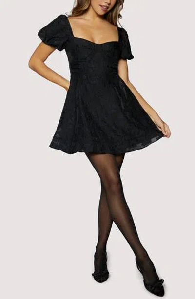 Lost + Wander Petal Veil Jacquard Minidress In Black
