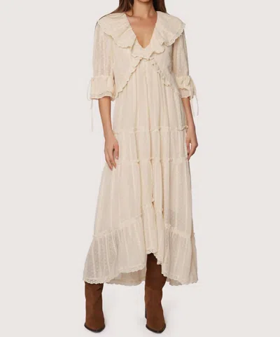 Lost + Wander Poetry In Bloom Maxi Dress In Cream Dot Chiffon Striped Ruffle In Neutral