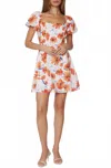 Lost + Wander Poppy Blooms Mini Dress In White Orange Floral In Multi