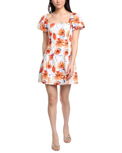 Lost + Wander Poppy Blooms Mini Dress In White Orange Floral In Multi