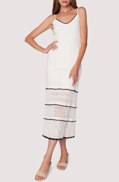 Lost + Wander Scallop Crush Midi Dress In Cream-black