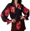 Lost + Wander Scarlet Melody Top In Black Red Floral In Multi
