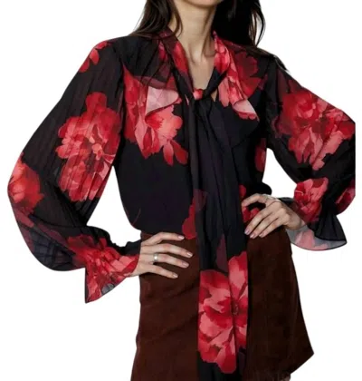 Lost + Wander Scarlet Melody Top In Black Red Floral In Multi