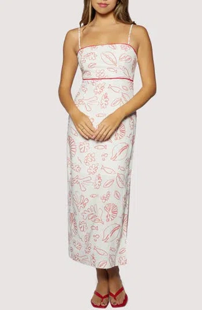Lost + Wander Seaside Brunch Mixed Print Maxi Dress In Red