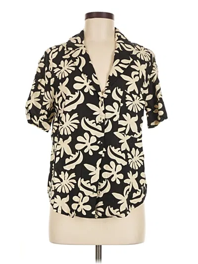 Pre-owned Lost + Wander Short Sleeve Blouse In Black
