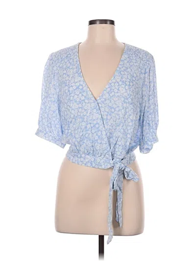 Pre-owned Lost + Wander Short Sleeve Blouse In Blue