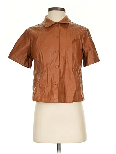 Pre-owned Lost + Wander Short Sleeve Blouse In Brown