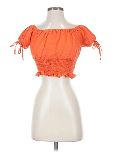 Pre-owned Lost + Wander Short Sleeve Blouse In Orange