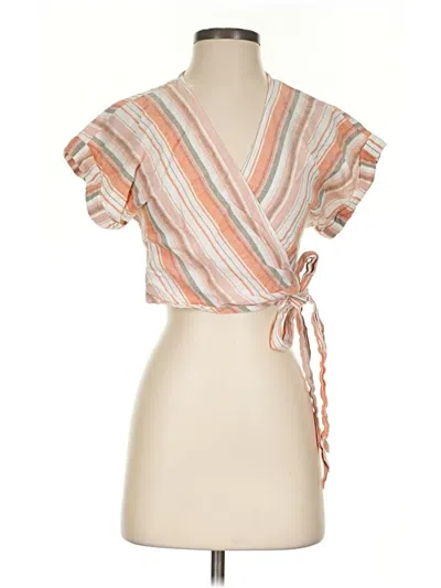 Pre-owned Lost + Wander Short Sleeve Blouse In Orange