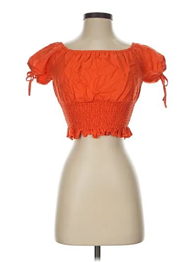 Pre-owned Lost + Wander Short Sleeve Top Orange Strapless Neckline Tops