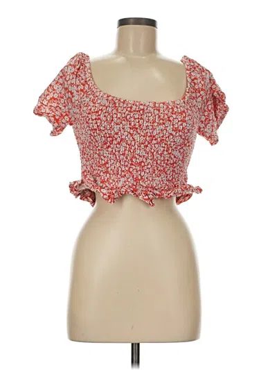 Pre-owned Lost + Wander Short Sleeve Top Red Sweetheart Neckline Tops