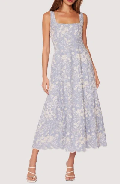 Lost + Wander Springtide Splendor Embroidered Cotton Maxi Sundress In Light-blue