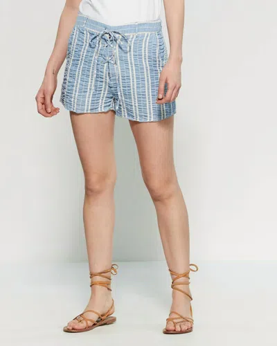 Lost + Wander Striped Lace Up Cotton Short In White, Blue In Multi