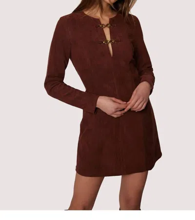 Lost + Wander Fall Enchantment Long Sleeve Faux Suede Minidress In Brown