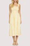 Lost + Wander Sunburst Glow Stripe Midi Sundress In White