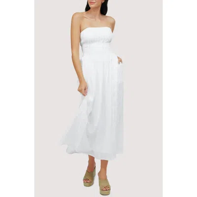 Lost + Wander Sundrenched Flora Strapless Cotton Maxi Dress In White