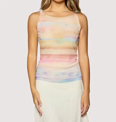 Lost + Wander Sunset Promenade Mesh Top In Orange Multi