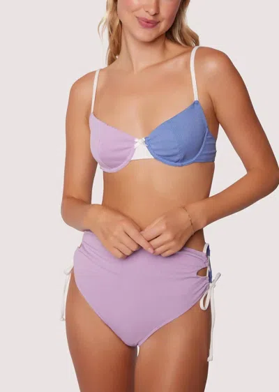 Lost + Wander Tan Line Trio Bikini Top In Blue / Lavender / Cream