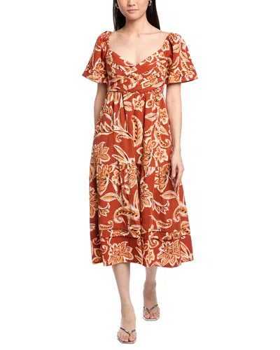 Lost + Wander Terra Midi Dress In Orange