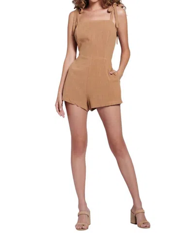 Lost + Wander Tie Strap Romper In Macaroon In Brown