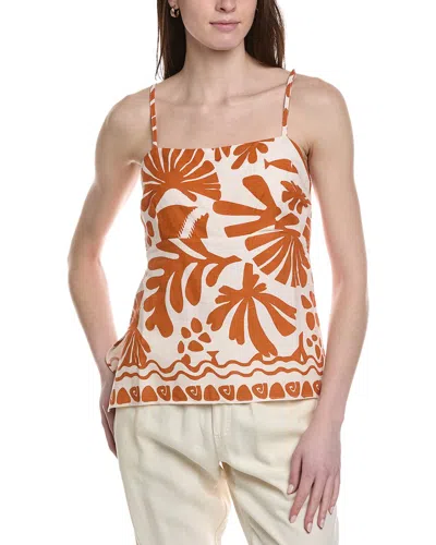 Lost + Wander Tropical Dream Linen-blend Top In Brown