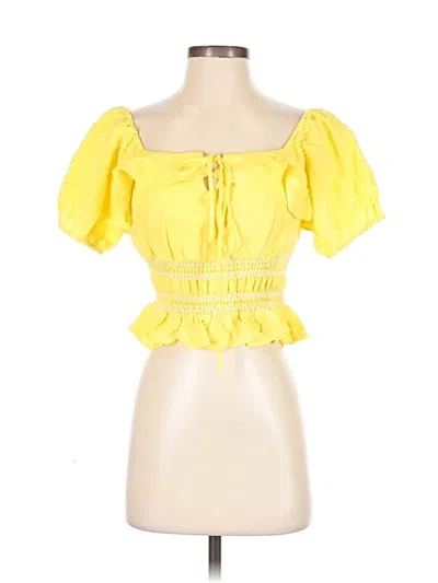 Pre-owned Lost + Wander Tube Top Yellow Strapless Neckline Tops