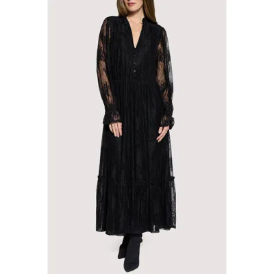 Lost + Wander Twilight Stroll Long Sleeve Maxi Dress In Black
