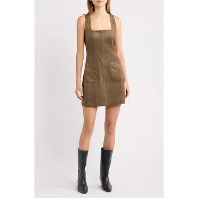 Lost + Wander Urban Fall Faux Suede Minidress In Olive