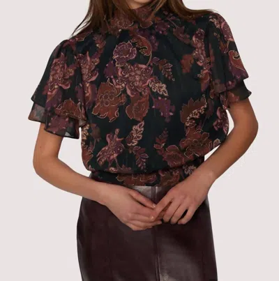 Lost + Wander Whispers Of Bohemia Top In Black-plum-floral In Brown
