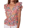 Lost + Wander Floral Bliss Ruffle Blouse Top In Peach Multi In Peachmulti