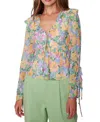 LOST + WANDER WOMEN'S FLORESCENCE FLORAL PRINT RUFFLED TOP
