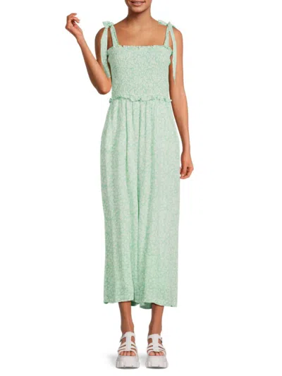 Lost + Wander Women's Mojito Please Floral Cropped Jumpsuit In Mint White Multi