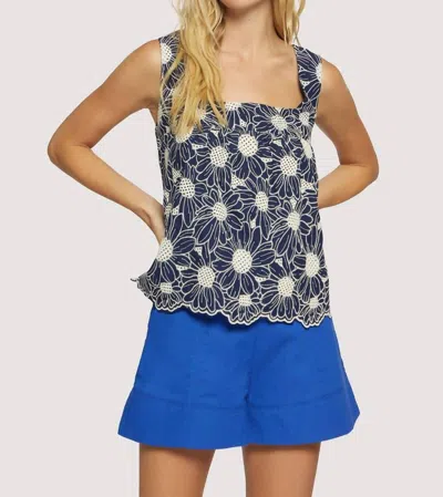 Lost + Wander Zenith Bloom Embroidered Top In Floral Blue Multi In Gray