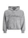 Lostshdws Distressed Script Hoodie In Gray