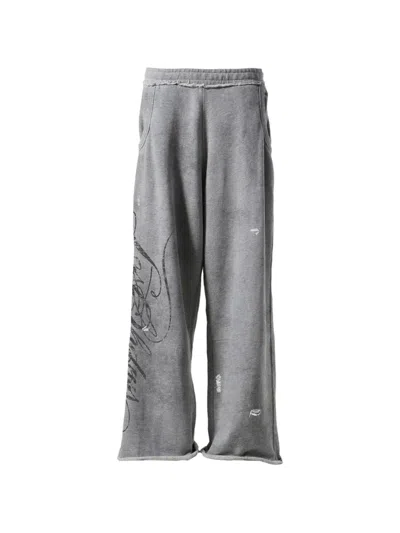 Lostshdws Distressed-script Track Pants In Gray