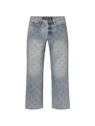 Lostshdws Embossed-logo Jeans In Blue